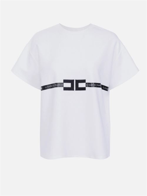 T-SHIRT CON LOGO ELISABETTA FRANCHI | MA02256E2270 Gesso